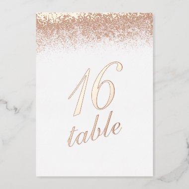 Table Number Gold Pressed Glitter Foil Invitations