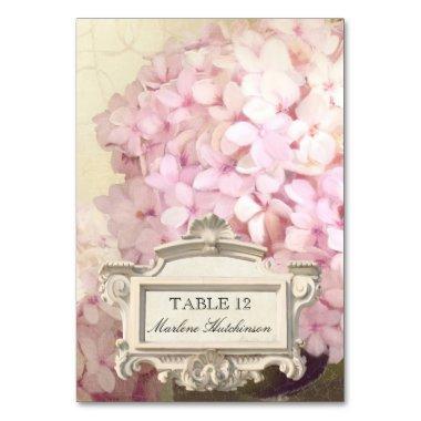 Table Number Place Invitations Parisian Pink Hydrangeas