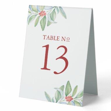 Table Number Signs Winter Botanicals