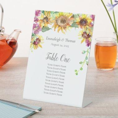 Table Seating Chart Sunflower Fall Florals Pedestal Sign