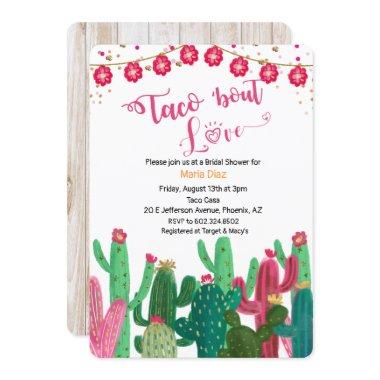 Taco 'bout Love Cactus Bridal Shower Invitations