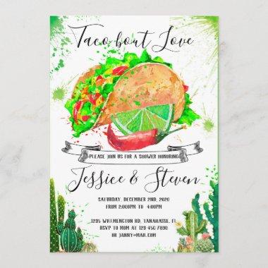 Taco bout love couples shower Invitations cactus