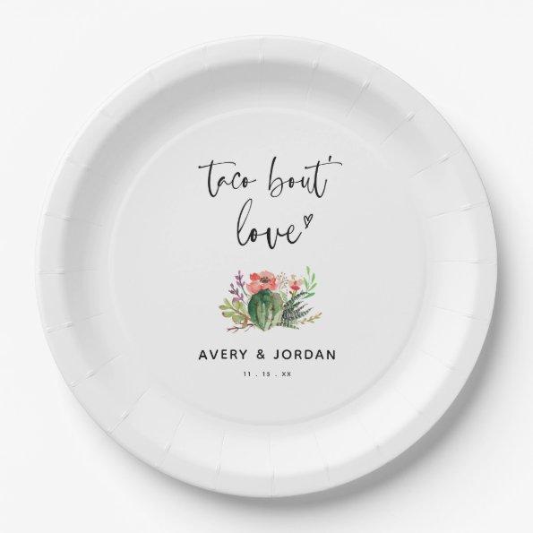 Taco Bout Love Mexican Cactus Succulent Wedding Paper Plates