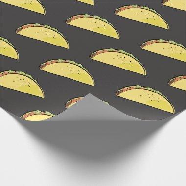 Taco Pattern Black Wrapping Paper