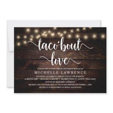 Taco'bout Love, Rustic Bridal Shower Celebration Invitations