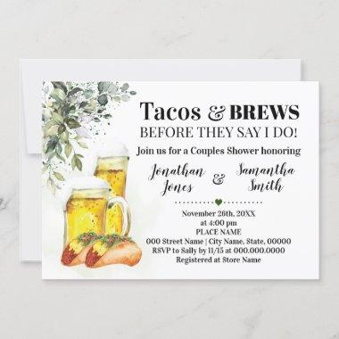 Tacos & Brews Shower Eucalyptus Greenery Invitations