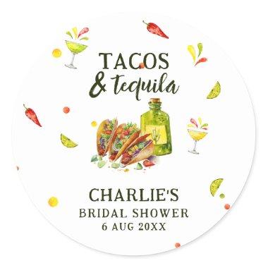 Tacos & Tequila Fun Summer Tropical Bridal Shower Classic Round Sticker