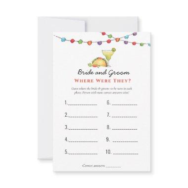 Tacos & Tequila "Where were they" Shower games Invitations