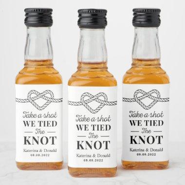 Take a Shot We Tied The Knot Wedding Liquor Bottle Label