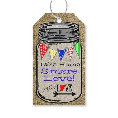Take Home S'more Love Colorful Bunting on Burlap Gift Tags