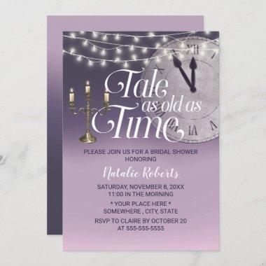 Tale as Old as Time Purple Ombre Bridal Shower Invitations
