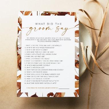 TALIA Boho Fall Floral What Did the Groom Say Game Invitations