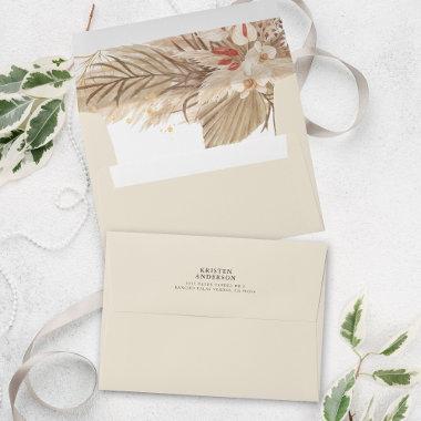 Tan Dried Palm Pampas Grass Address Wedding Envelope