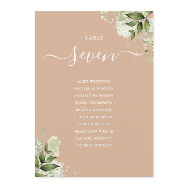 Tan Greenery Seating Plan Table Number