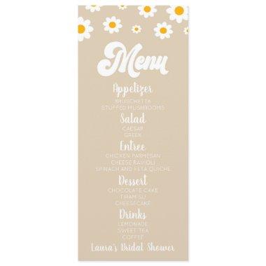 Tan Retro Daisy Flower  Food Menu