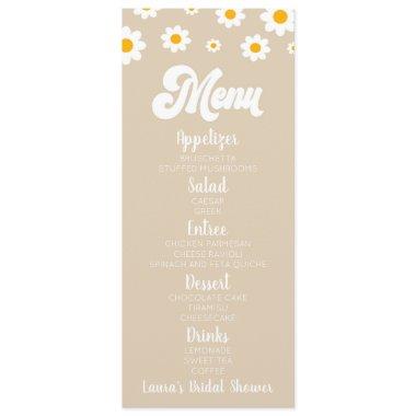 Tan Retro Daisy Flower Bridal Shower Food Menu