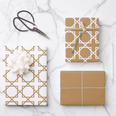 Tan Seamless Geometric Pattern Wrapping Paper Sheets