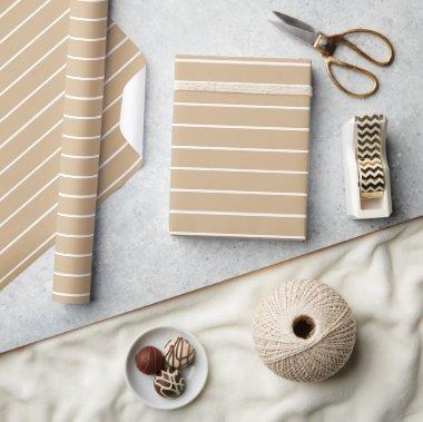 Tan White Thin Horizontal Striped Wrapping Paper