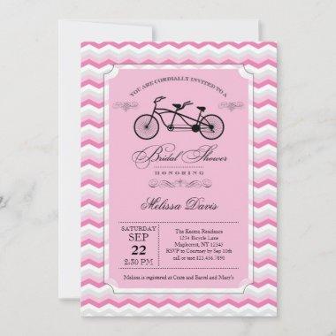Tandem Bicycle Bridal Shower Invitations