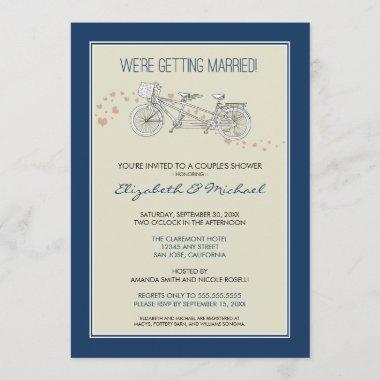 Tandem Bicycle Couple's Bridal Shower Invitations