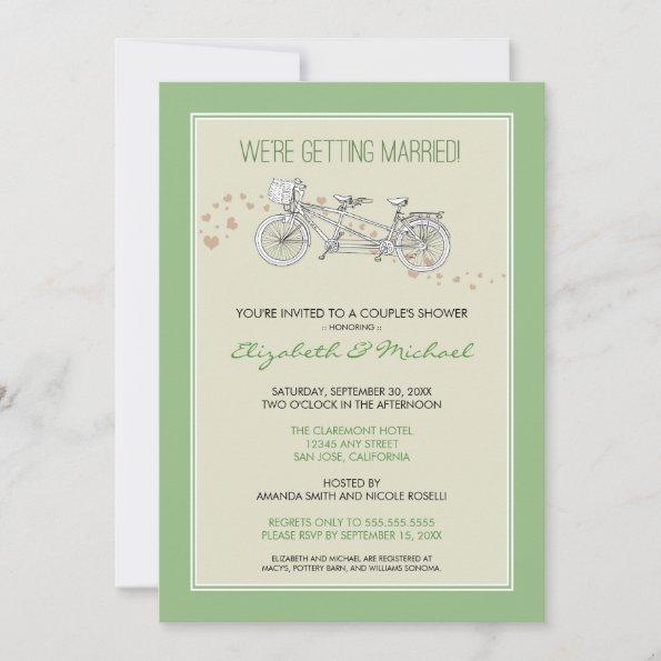 Tandem Bicycle Couple's Bridal Shower Invitations