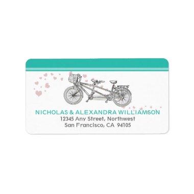 Tandem Bicycle Return Address Labels (aqua)