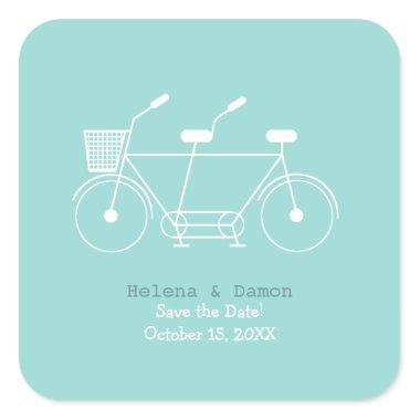 Tandem Bicycle Wedding Favor Square Sticker