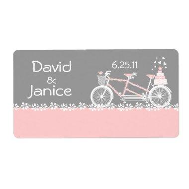 Tandem Bicycle Wedding Name Tag Label