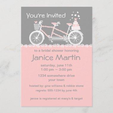 Tandem Bicycle Wedding Shower Invitations