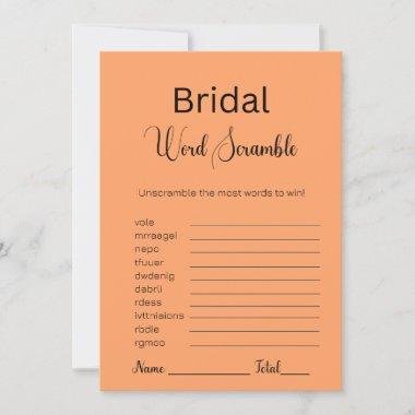 Tangerine Bridal Word Scramble Game Invitations