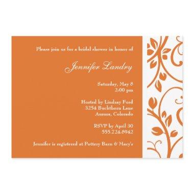 Tangerine Floral Vine Bridal Shower Invitations