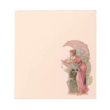 TAROTS/ LADY OF THE MOON, FLOWERS IN PINK NOTEPAD