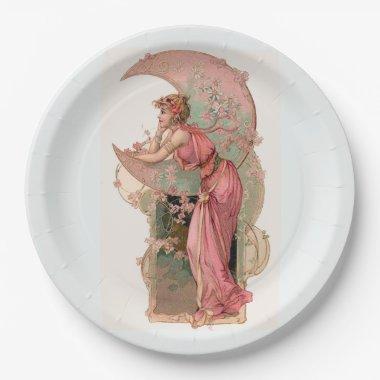TAROTS/ LADY OF THE MOON, FLOWERS IN PINK PAPER P PAPER PLATES