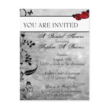 Tattoo Rose and Fluers Bridal Shower Invitations