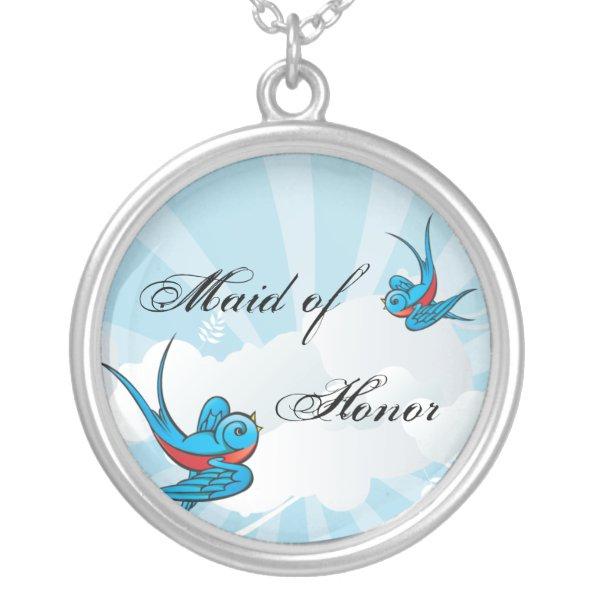 Tattoo Swallow Birds Maid of Honor Necklace