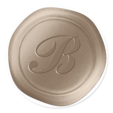 Taupe Brown 1 Letter Monogram Wax Seal Stickers