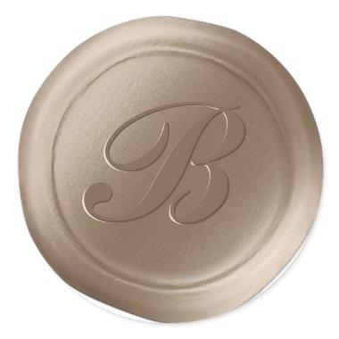 Taupe Brown 1 Letter Monogram Wax Seal Stickers