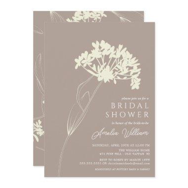 Taupe & Cream Modern Floral Bridal Shower Invitations