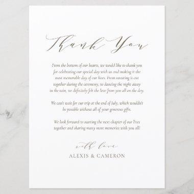 Taupe Dainty Script Wedding Thank You Invitations