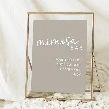 Taupe Minimalist Script  Mimosa Bar Poster