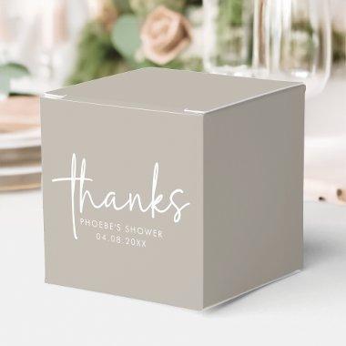 Taupe Minimalist Script  Square Favor Boxes