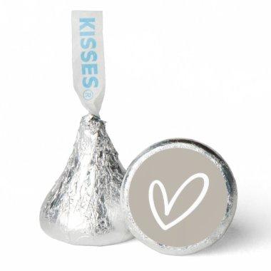 Taupe Simple Heart Outline Label for Hershey®'s Kisses®