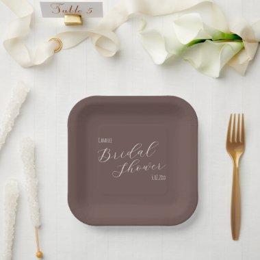 Taupe Simple Style  Paper Plates