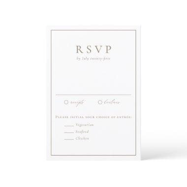Taupe Simple Typography Formal Wedding RSVP Card