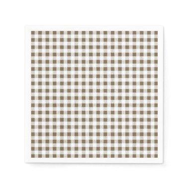 Taupe White Gingham Pattern Napkins