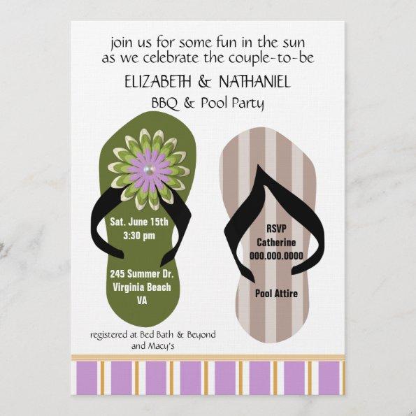 (TBA)Flippin Out Couples Wedding Shower Pool Party Invitations