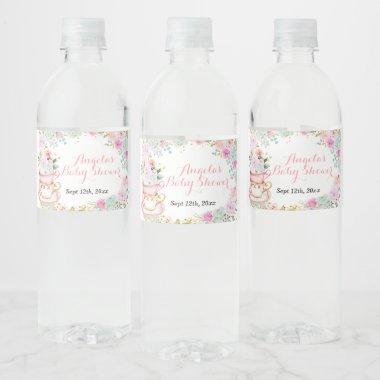 Tea Baby Shower Pastel Floral Water Bottle Label