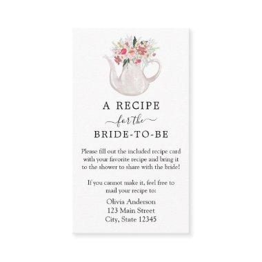 Tea Bridal Shower Recipe Request Enclosure Invitations