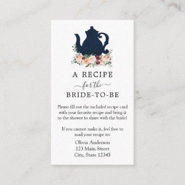 Tea Bridal Shower Recipe Request Enclosure Invitations