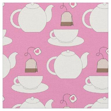 Tea Cup and Pot Cute Cafe Barista Fabric